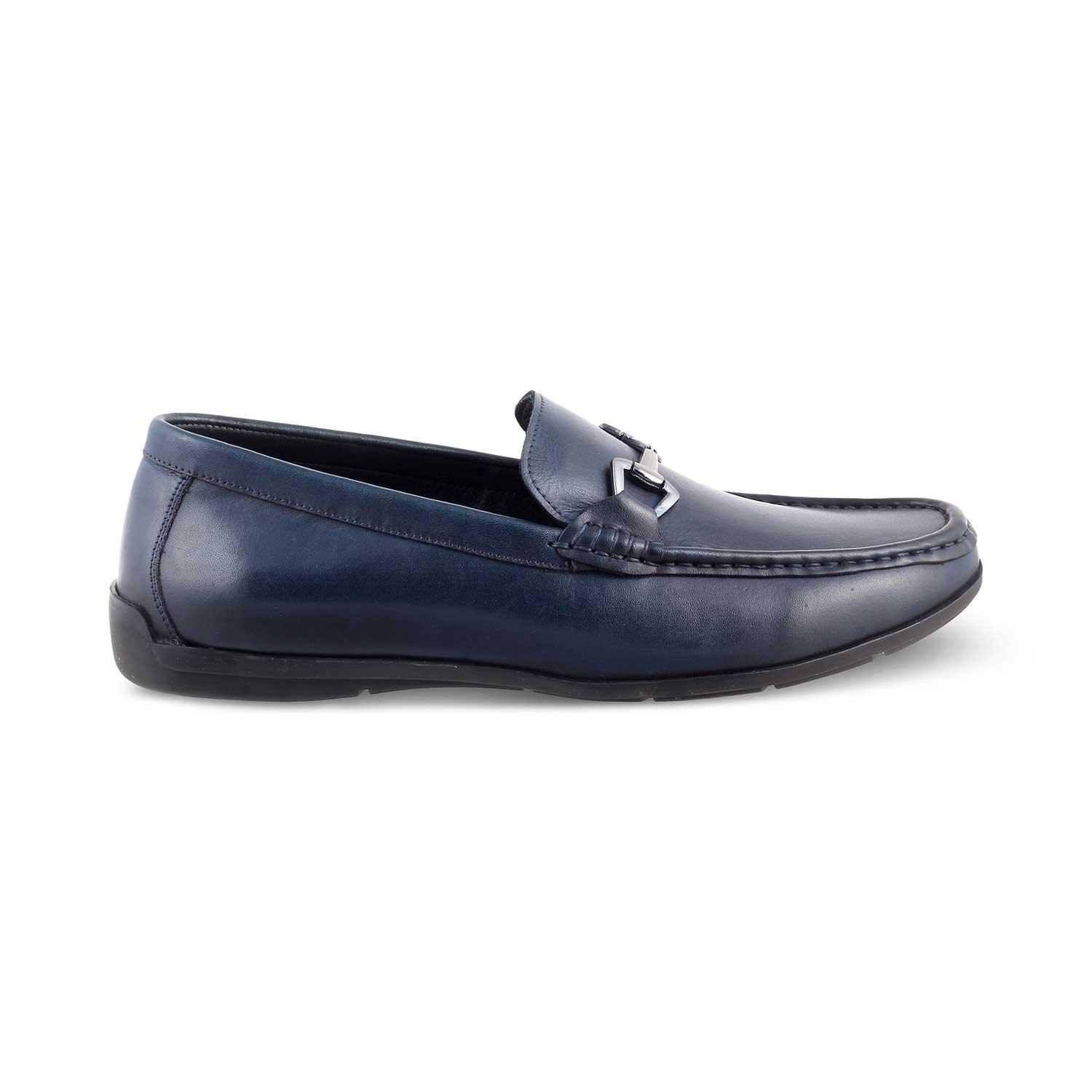 The Rhodes Blue Men's Leather Driving Loafers Tresmode - Tresmode