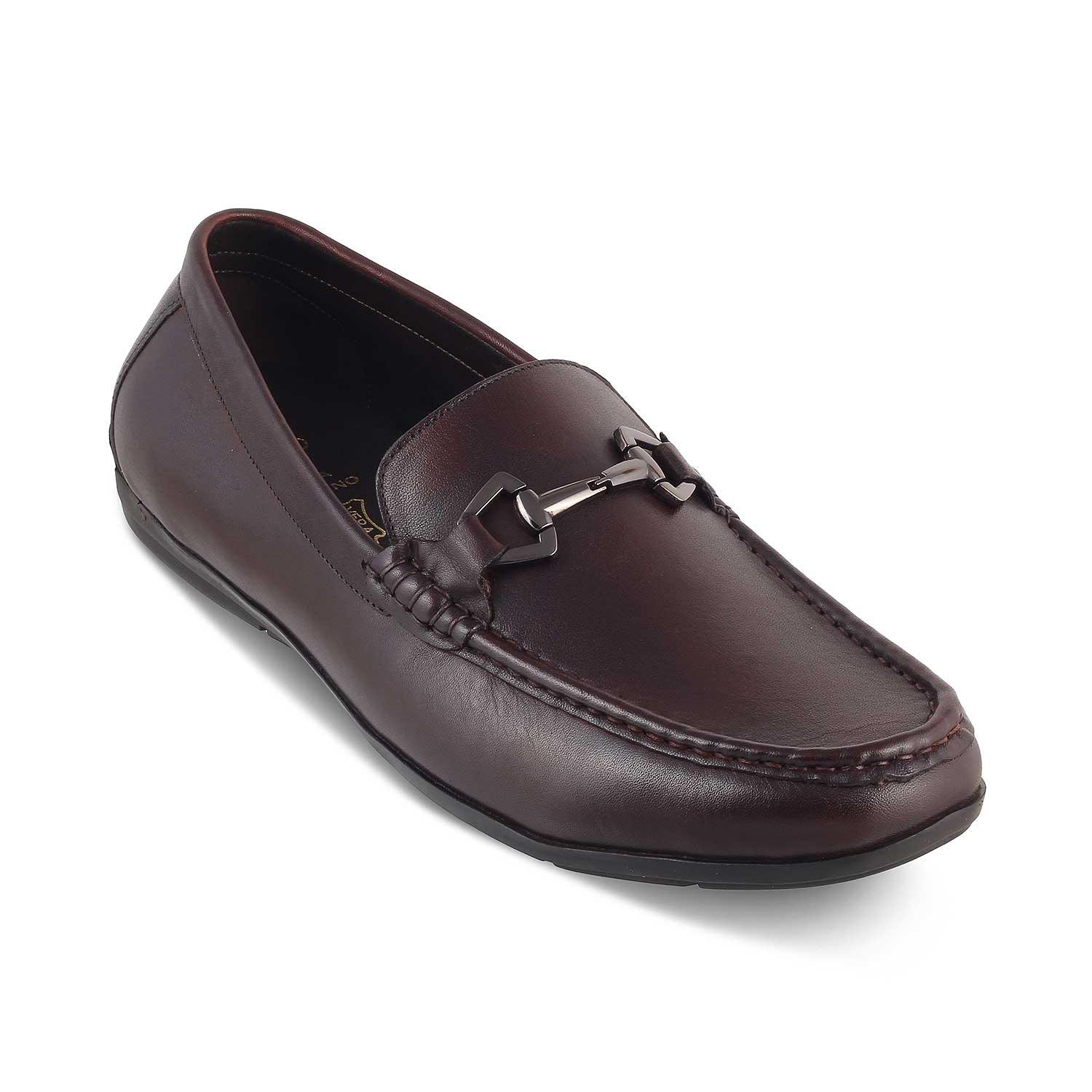 The Rhodes Brown Men's Leather Driving Loafers Tresmode - Tresmode