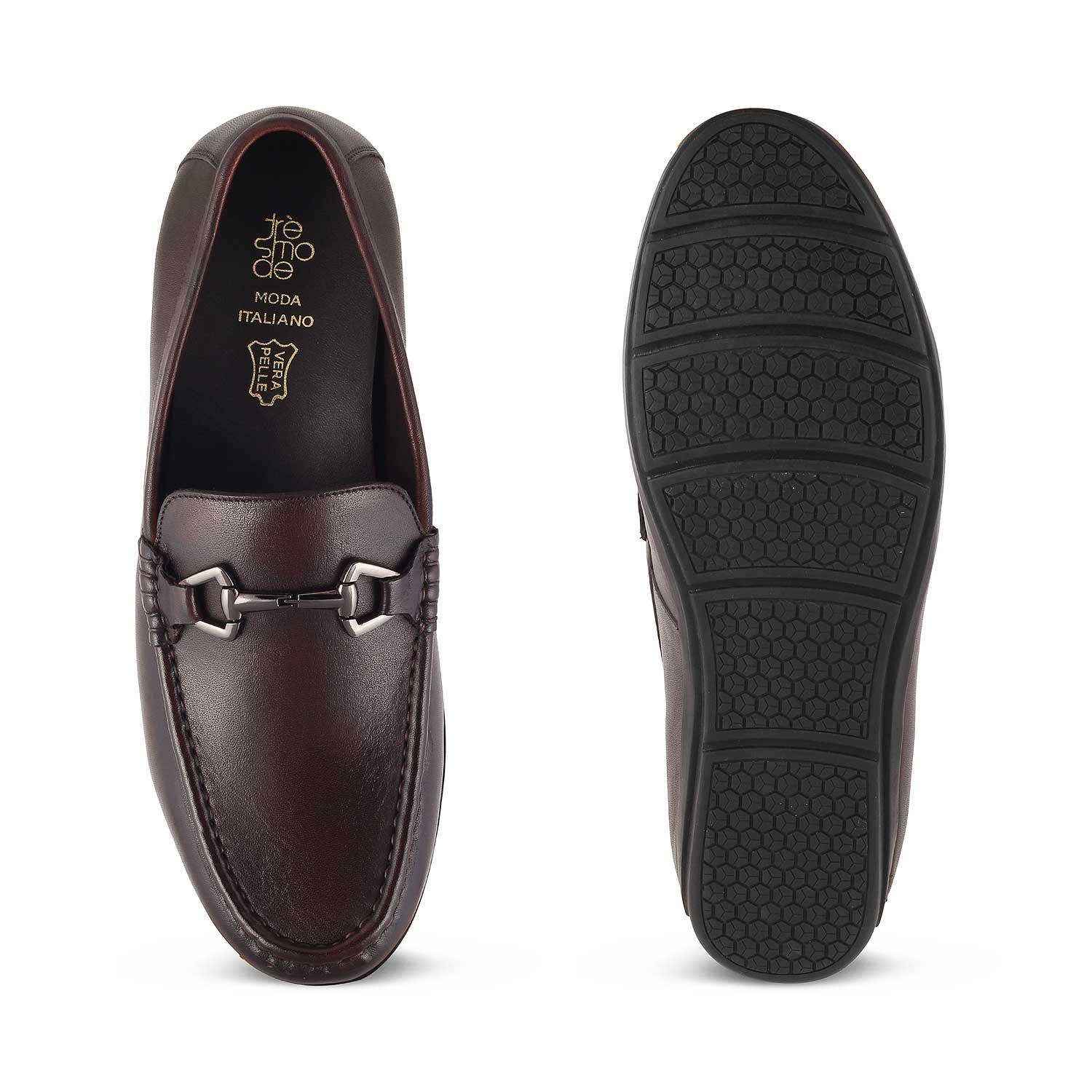 The Rhodes Brown Men's Leather Driving Loafers Tresmode - Tresmode