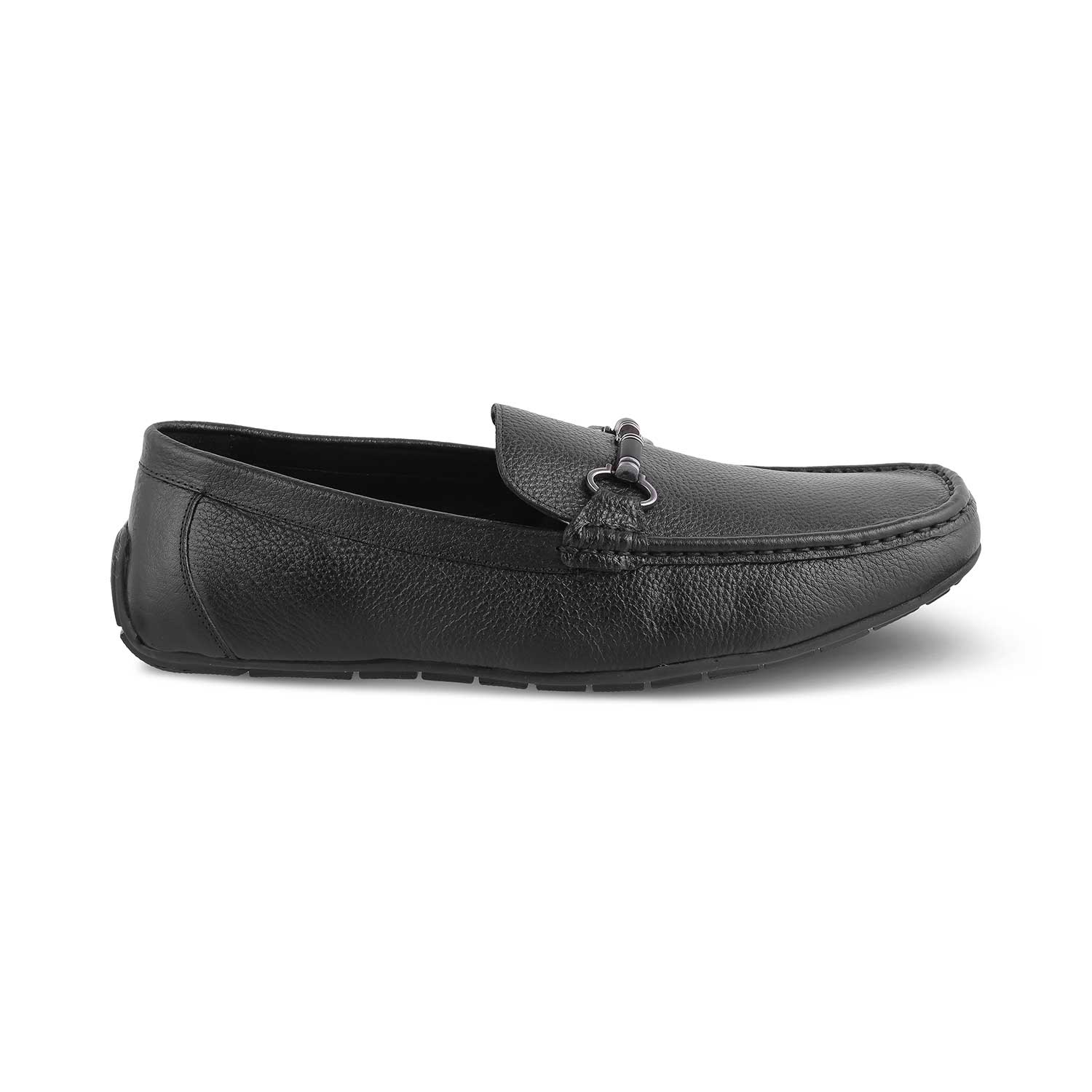 The Robuk Black Men's Leather Driving Loafers Tresmode - Tresmode