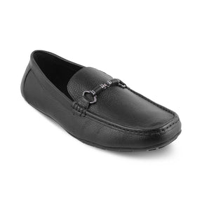 The Robuk Black Men's Leather Driving Loafers Tresmode - Tresmode