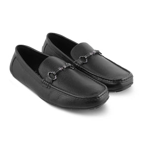 The Robuk Black Men's Leather Driving Loafers Tresmode - Tresmode