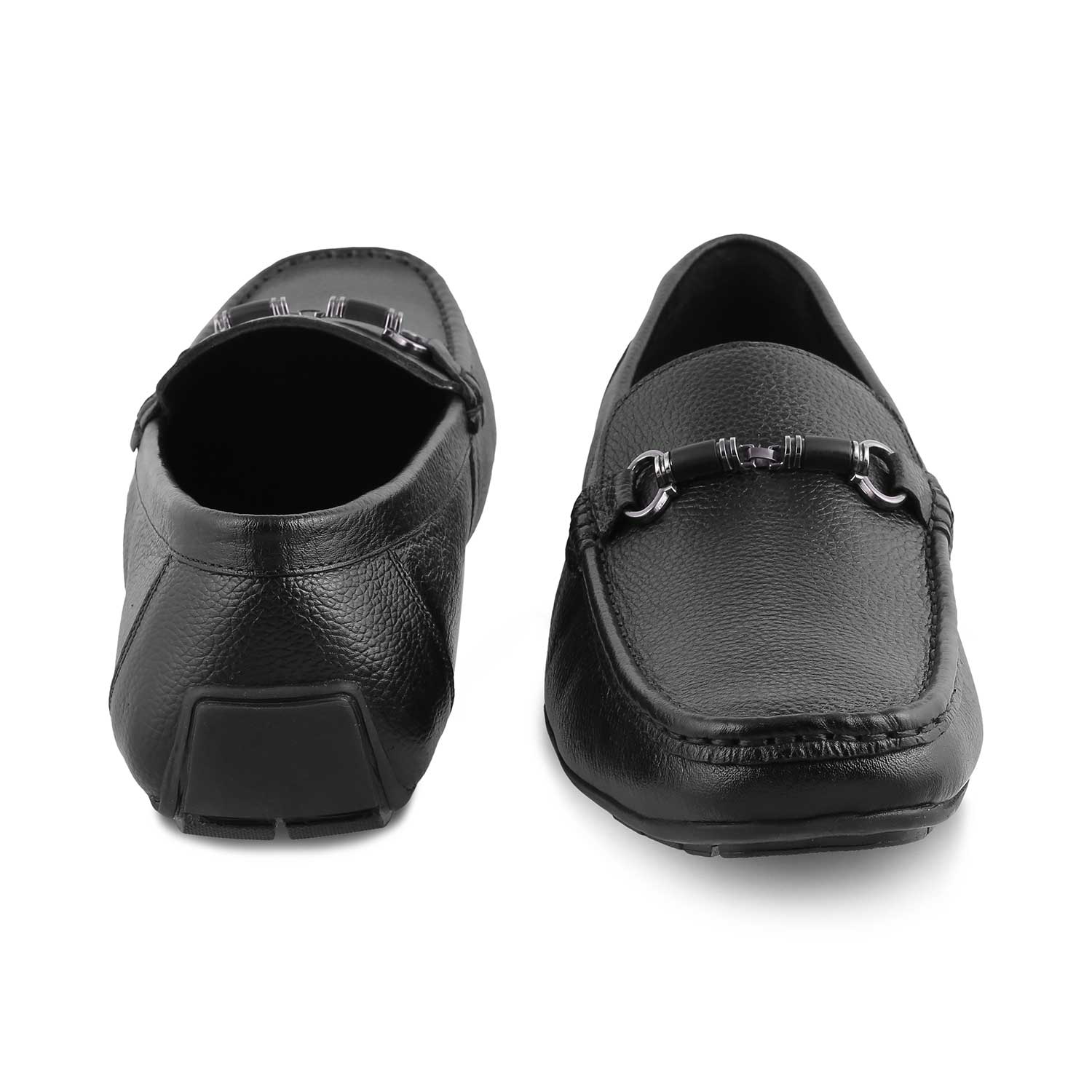 The Robuk Black Men's Leather Driving Loafers Tresmode - Tresmode