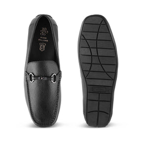 The Robuk Black Men's Leather Driving Loafers Tresmode - Tresmode