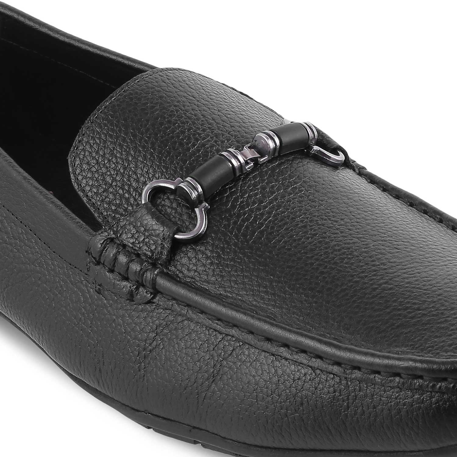 The Robuk Black Men's Leather Driving Loafers Tresmode - Tresmode