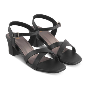 The Roch Black Women's Dress Block Heel Sandals Tresmode - Tresmode