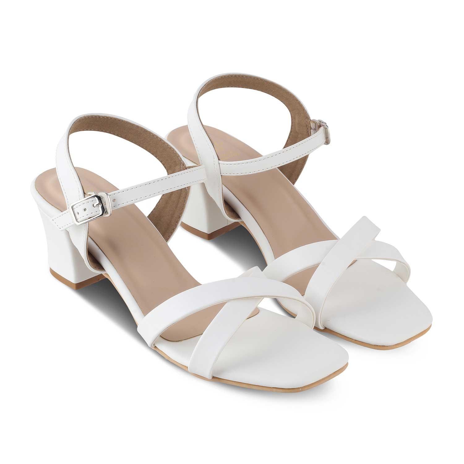 The Roche White Women's Dress Block Heel Sandals Tresmode - Tresmode