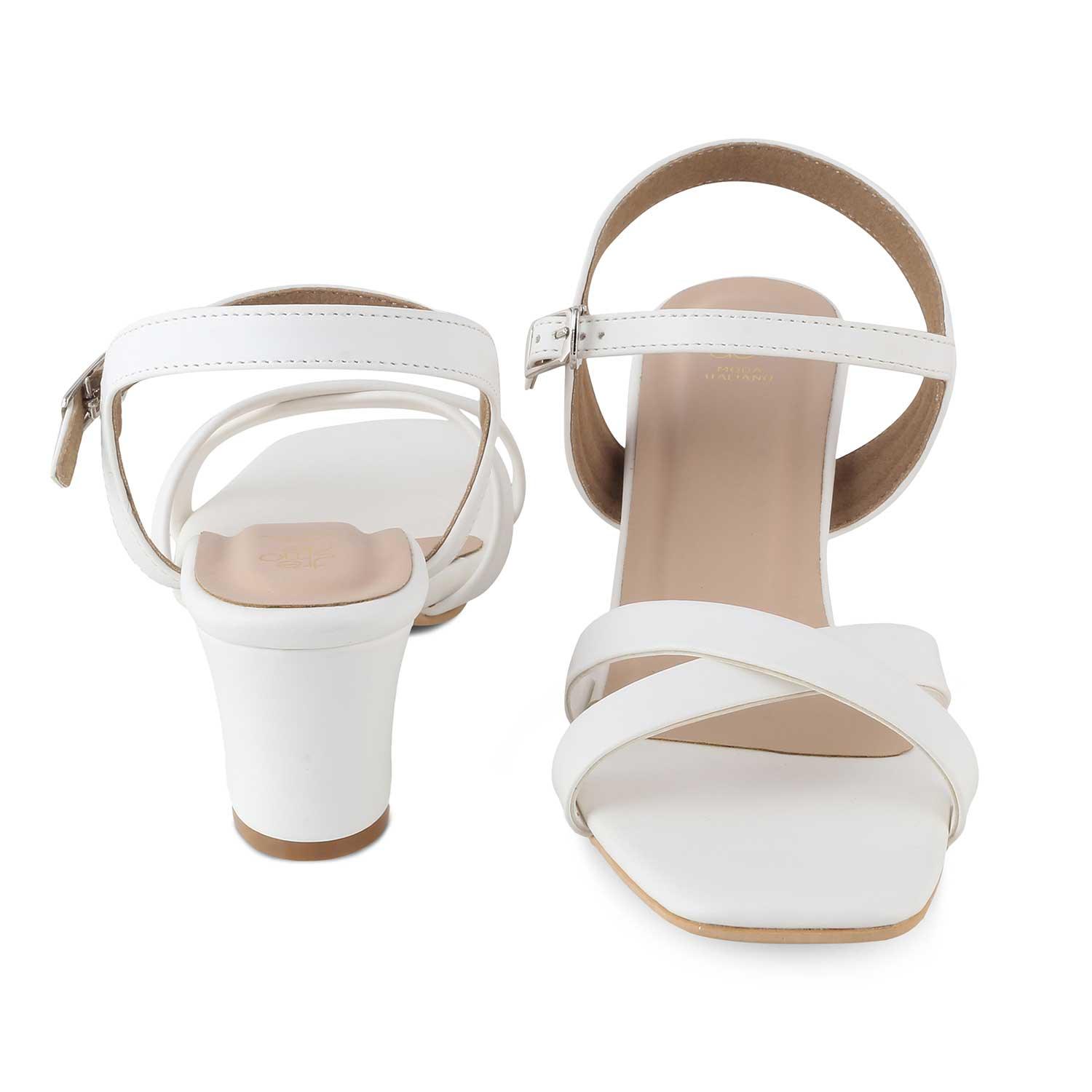 The Roche White Women's Dress Block Heel Sandals Tresmode - Tresmode