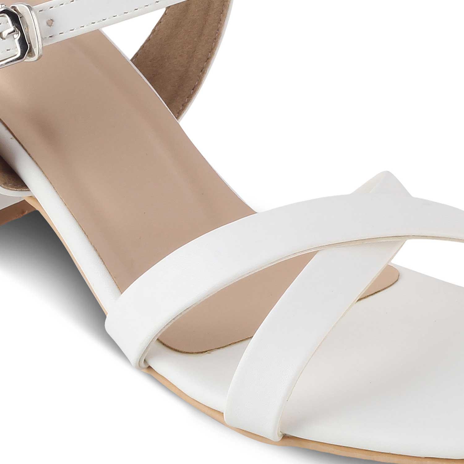 The Roche White Women's Dress Block Heel Sandals Tresmode - Tresmode