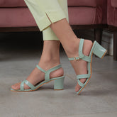 The Rochelle Green Women's Dress Block Heel Sandals Tresmode - Tresmode