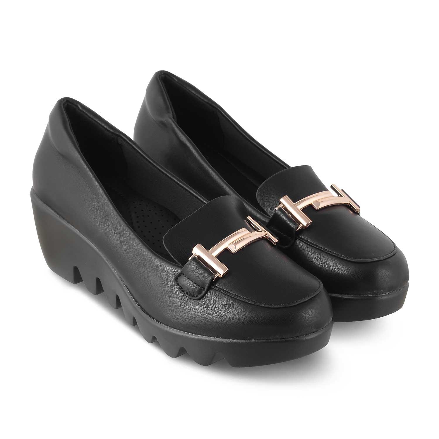 The Toroc Black Women's Dress Wedge Sandals Tresmode - Tresmode