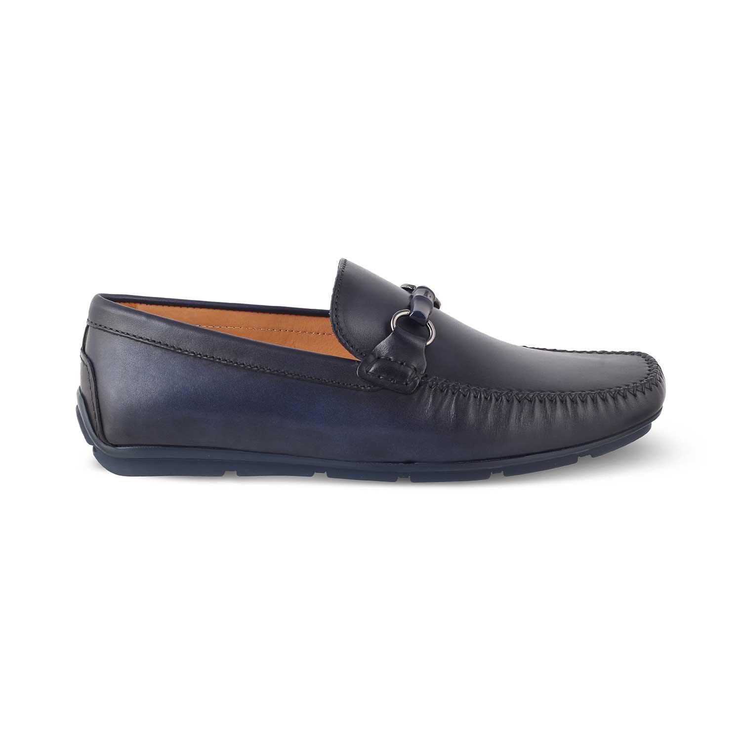 The Rodeo Blue Men's Leather Driving Loafers Tresmode - Tresmode