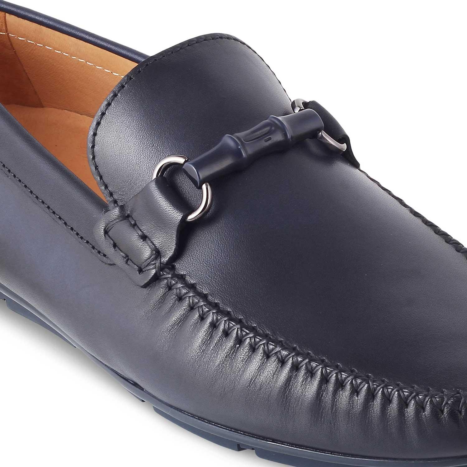 The Rodeo Blue Men's Leather Driving Loafers Tresmode - Tresmode