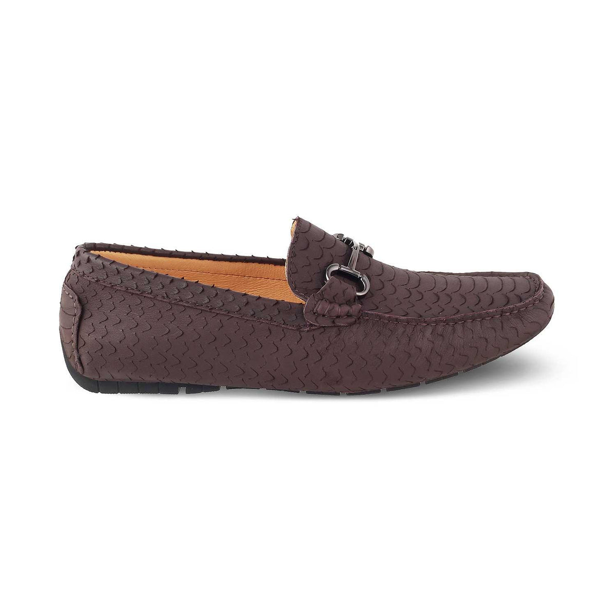 The Roland Brown Men's Textured Leather Driving Loafers Tresmode - Tresmode