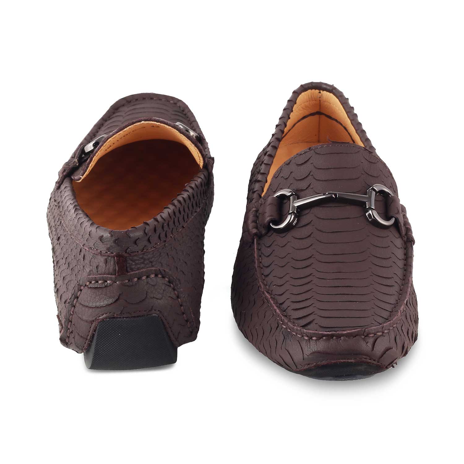 The Roland Brown Men's Textured Leather Driving Loafers Tresmode - Tresmode