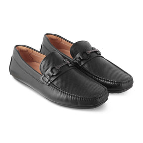 The Roma Black Men's Leather Driving Loafers Tresmode - Tresmode