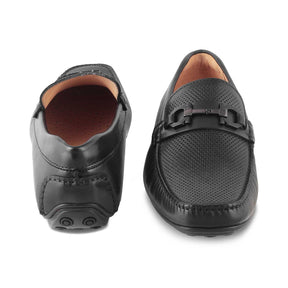 The Roma Black Men's Leather Driving Loafers Tresmode - Tresmode