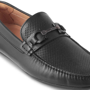 The Roma Black Men's Leather Driving Loafers Tresmode - Tresmode