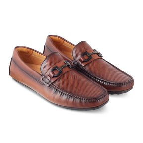 The Roma Brown Men's Leather Driving Loafers Tresmode - Tresmode