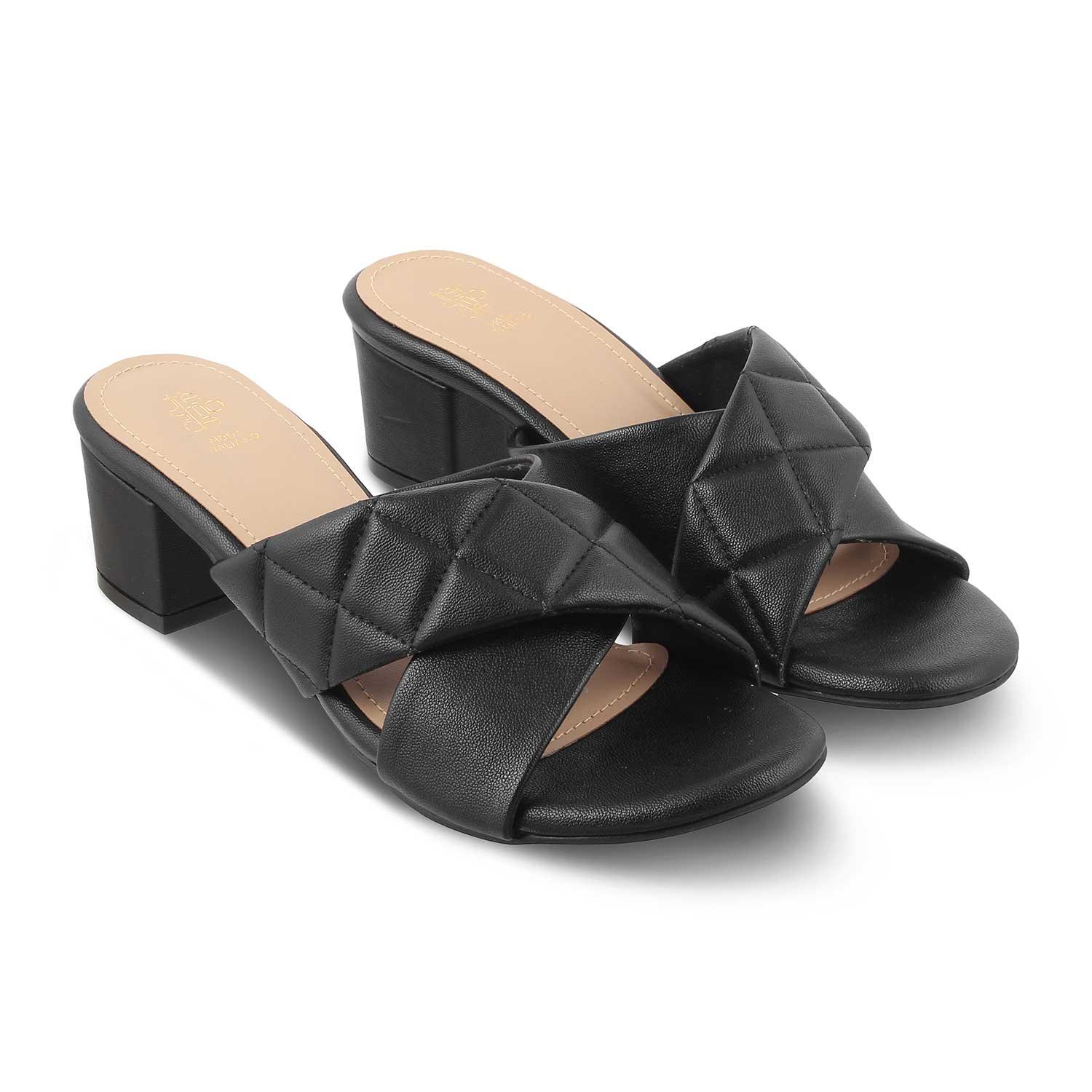 The Romi Black Women's Dress Block Heel Sandals Tresmode - Tresmode