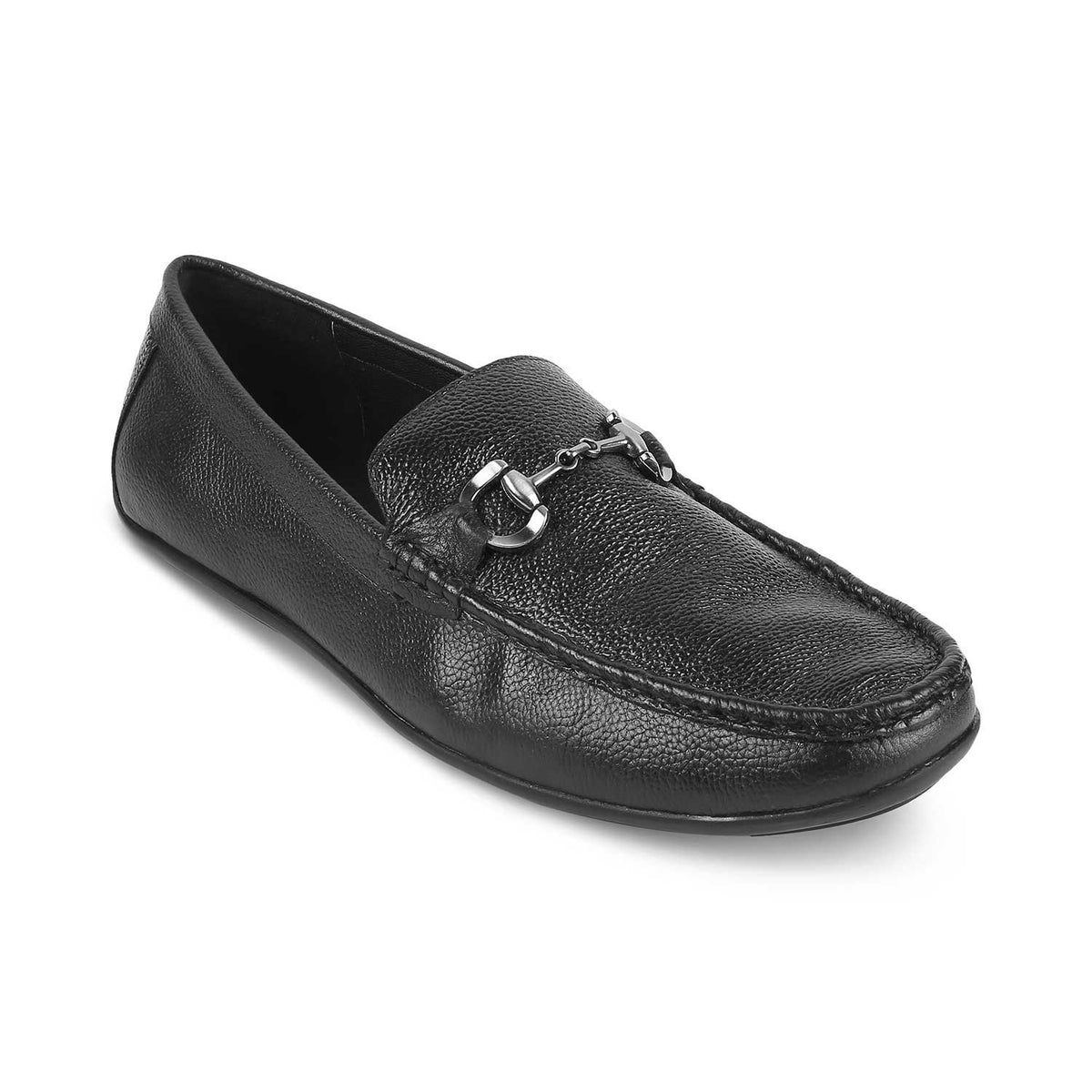 The Rosee Black Men's Leather Driving Loafers Tresmode - Tresmode