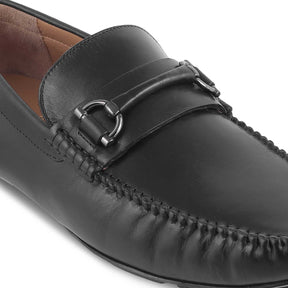 The Salvo Black Men's Leather Driving Loafers Tresmode - Tresmode