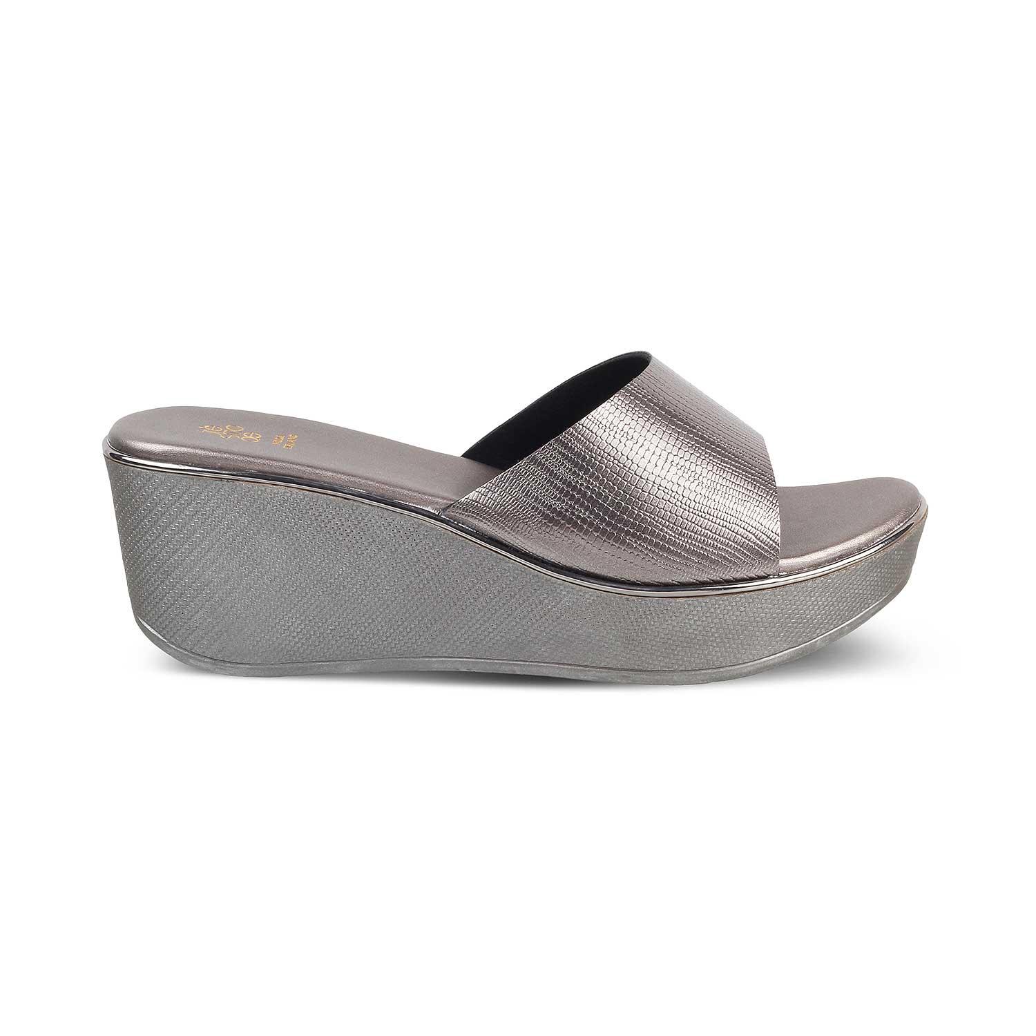 The San Pewter Women's Dress Wedge Sandals Tresmode - Tresmode