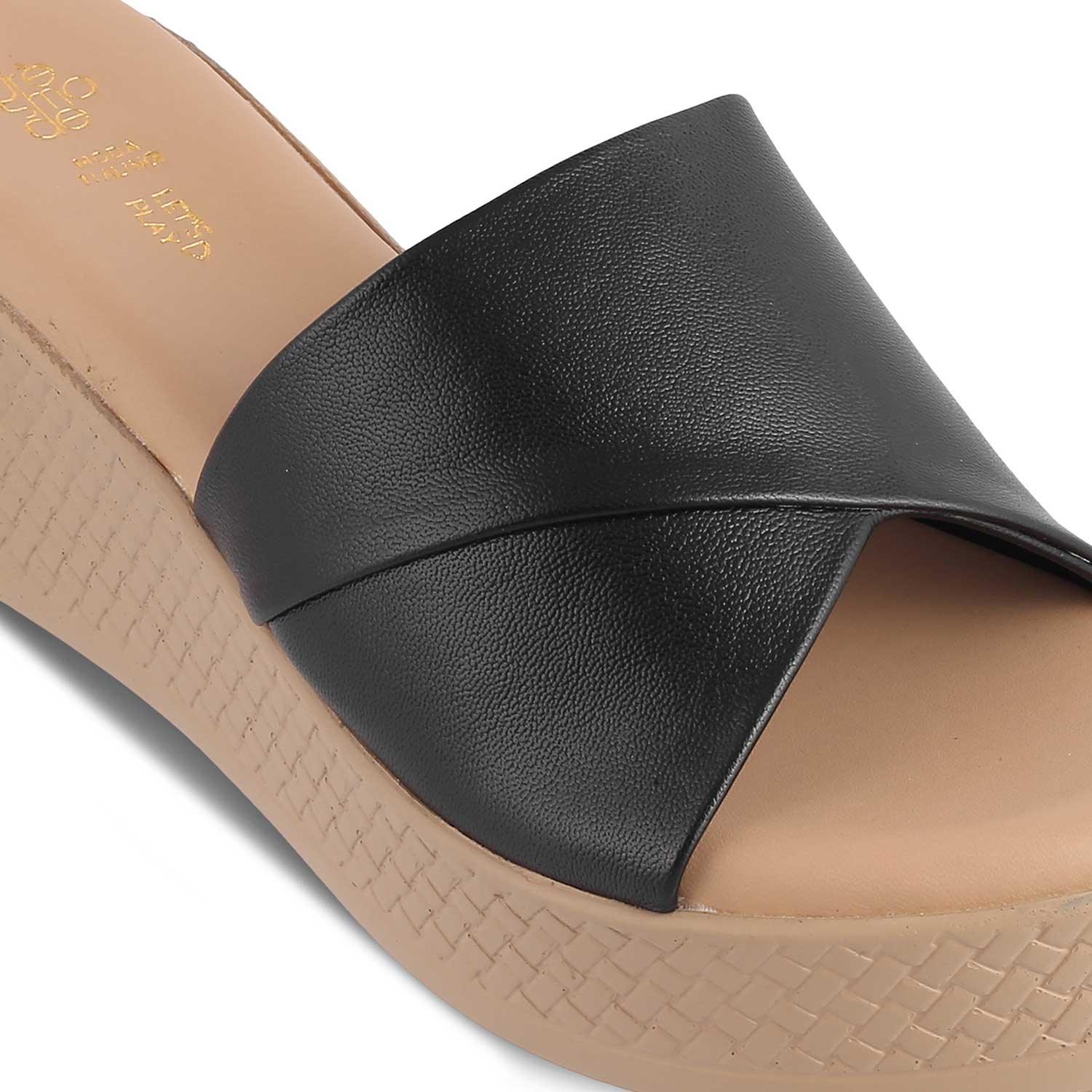 The Sedge Black Women's Casual Wedge Sandals Tresmode - Tresmode