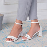 The Seel White Women's Dress Block Heel Sandals Tresmode - Tresmode