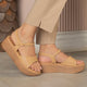 The Sinhere Beige Women's Dress Platform Wedge Sandals Tresmode