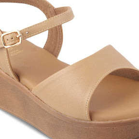 The Sin Beige Women's Dress Platform Wedge Sandals Tresmode - Tresmode