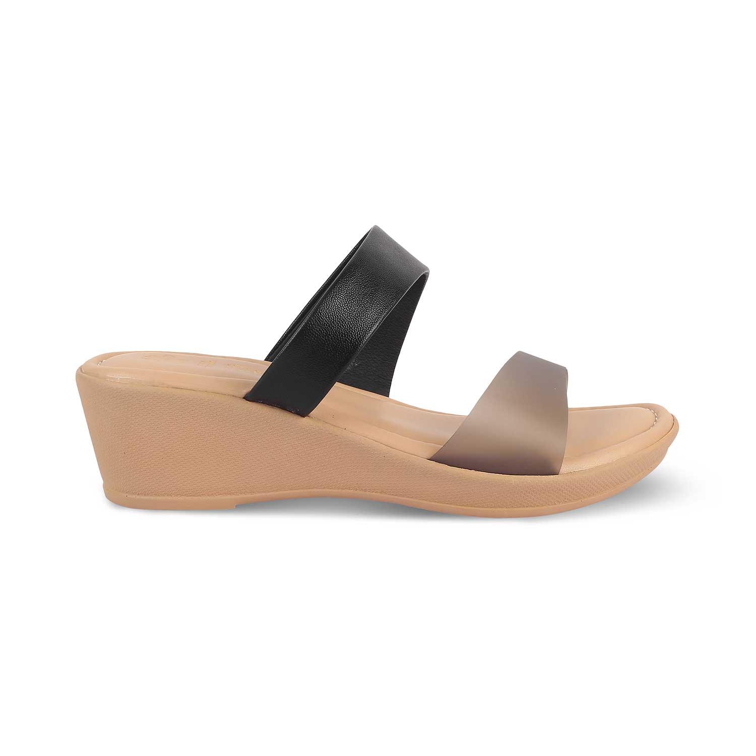 The Sios Black Women's Casual Wedge Sandals Tresmode - Tresmode