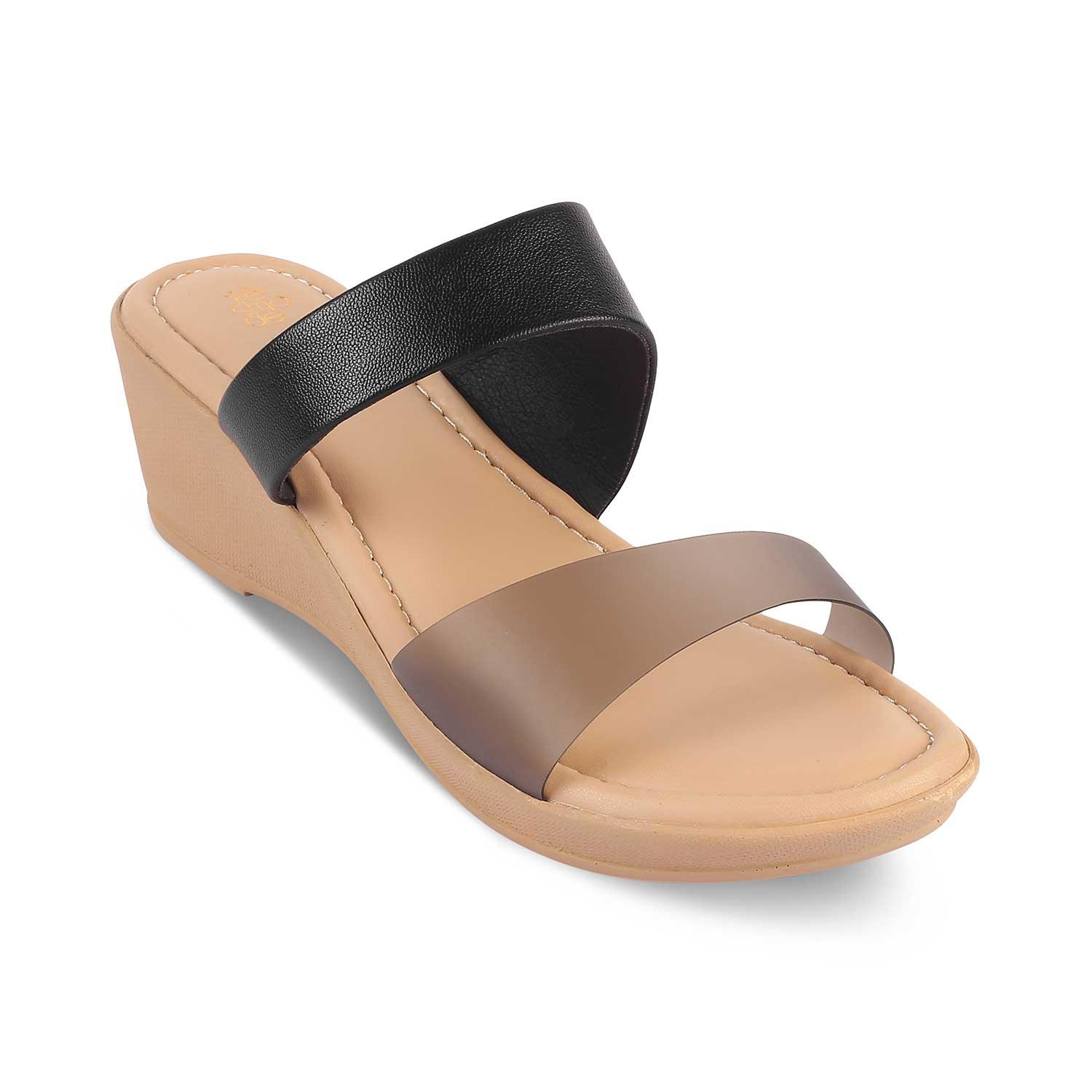 The Sios Black Women's Casual Wedge Sandals Tresmode - Tresmode