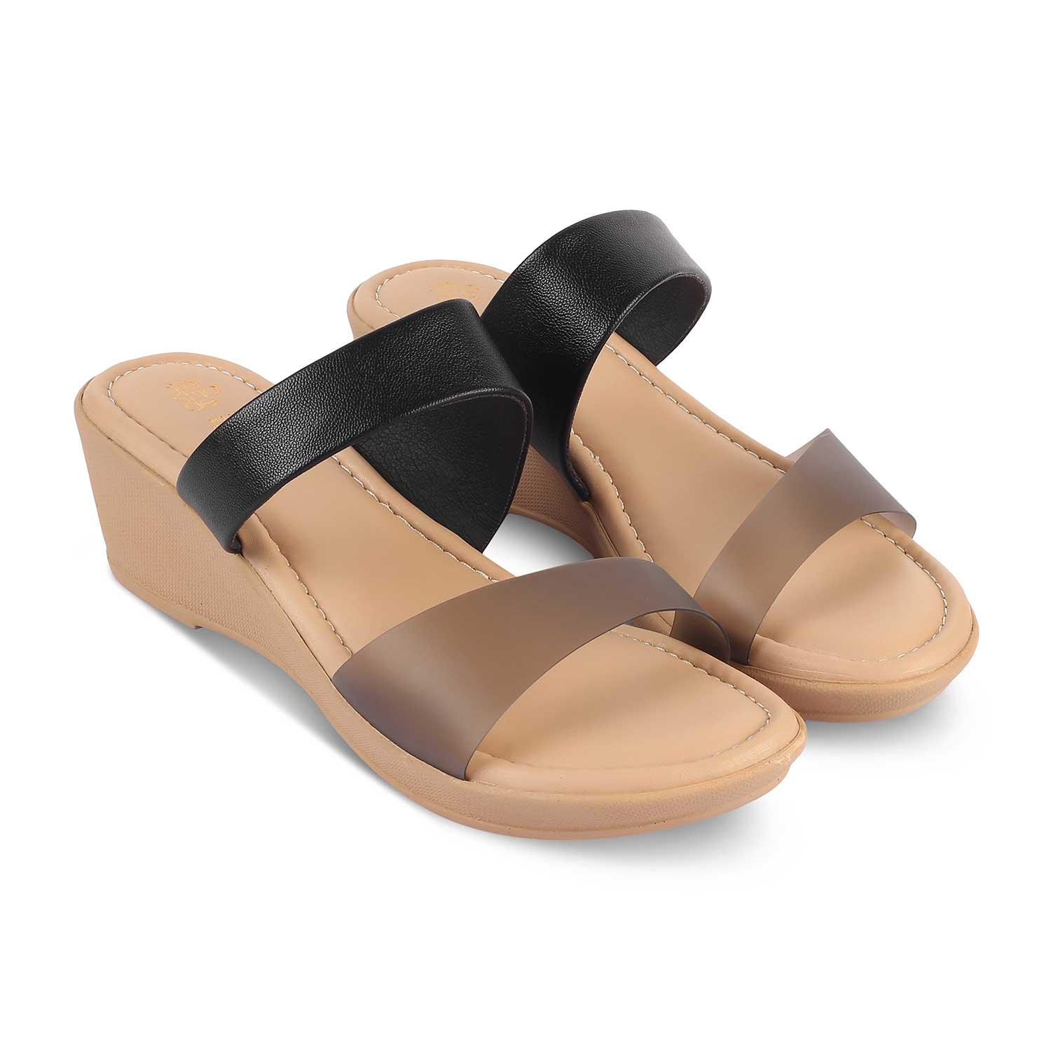 The Sios Black Women's Casual Wedge Sandals Tresmode - Tresmode