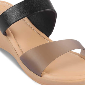 The Sios Black Women's Casual Wedge Sandals Tresmode - Tresmode