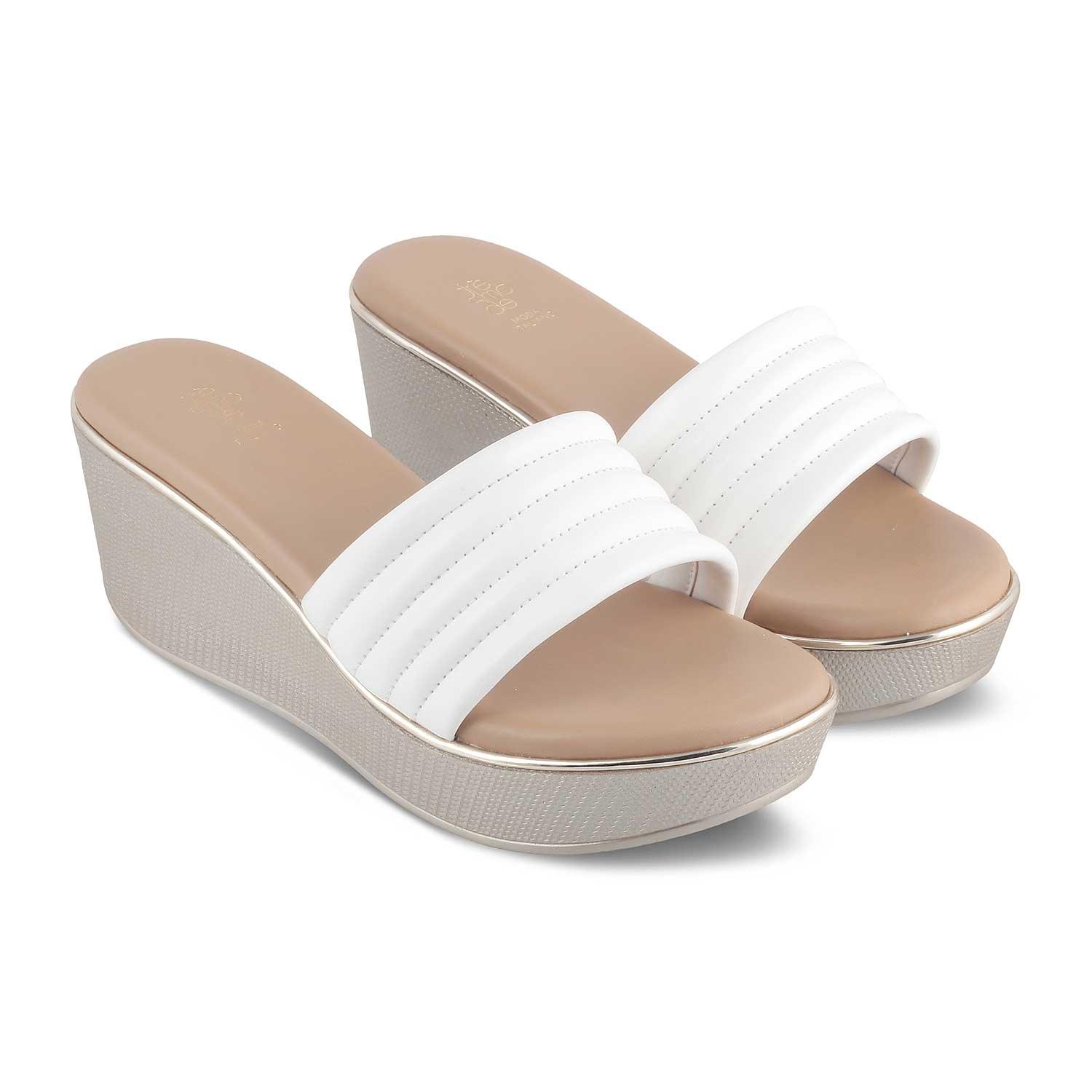 The Skledge White Women's Dress Wedge Sandals Tresmode - Tresmode