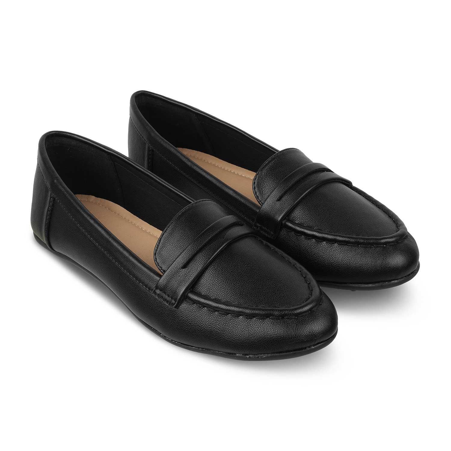 Tresmode Snappy Black Women's Casual Loafers