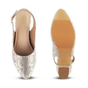 The Snump Gold Women's Dress Block Heel Pump Sandals Tresmode - Tresmode