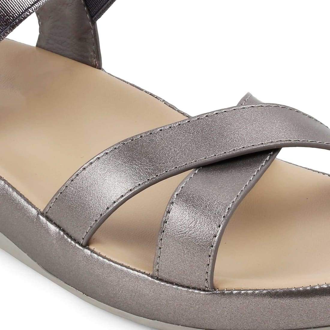 The Southee Pewter Women's Casual Wedge Sandals Tresmode - Tresmode