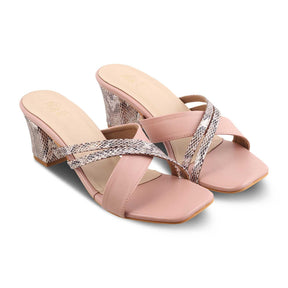 The Stripblock Pink Women's Dress Block Heel Sandals Tresmode - Tresmode