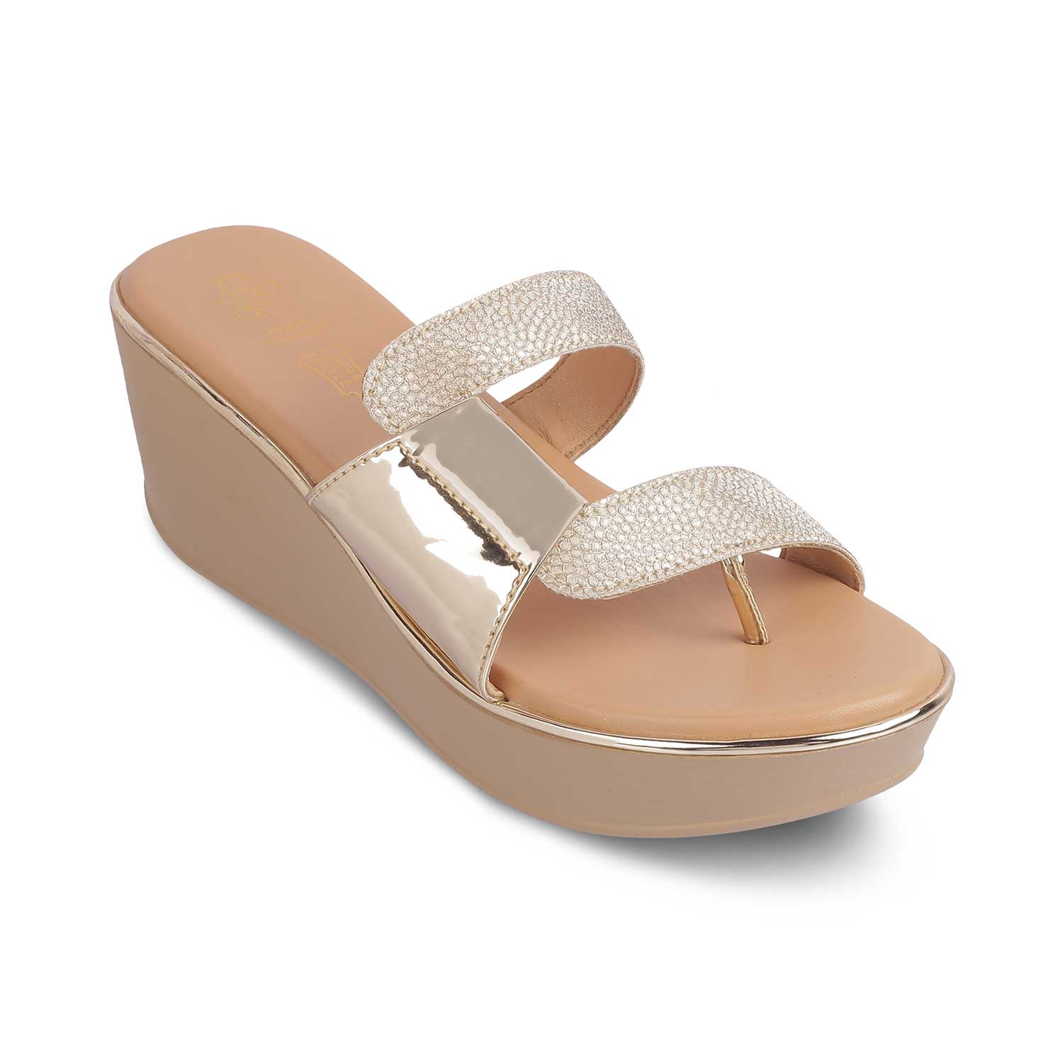 The Tafila Gold Women's Dress Wedge Sandals Tresmode - Tresmode