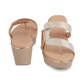 The Tafila Gold Women's Dress Wedge Sandals Tresmode - Tresmode