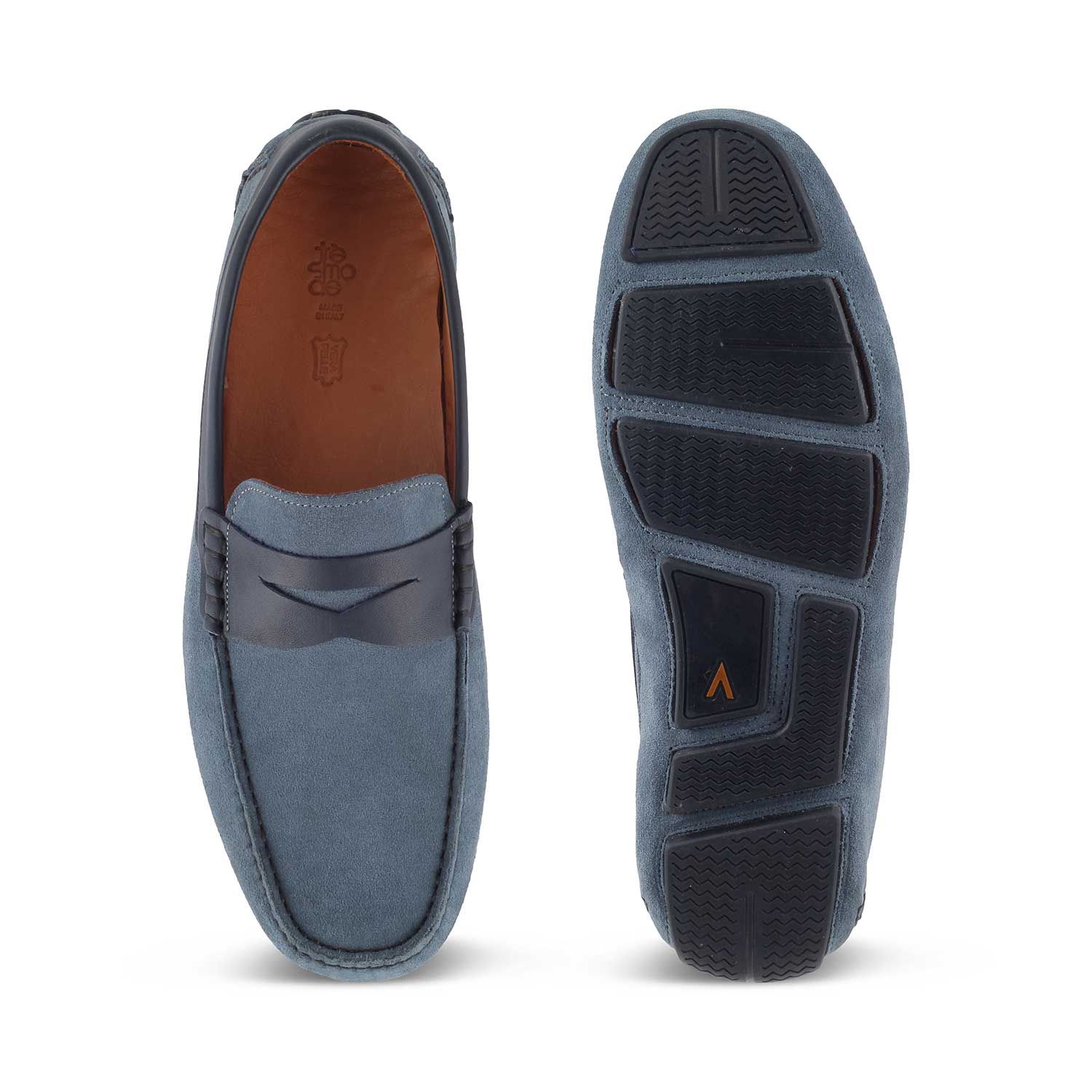 The Tirbutin Blue Men's Leather Driving Loafers Tresmode - Tresmode