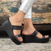 The Tofame Black Women's Dress Wedge Sandals Tresmode - Tresmode