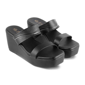 The Tofame Black Women's Dress Wedge Sandals Tresmode - Tresmode