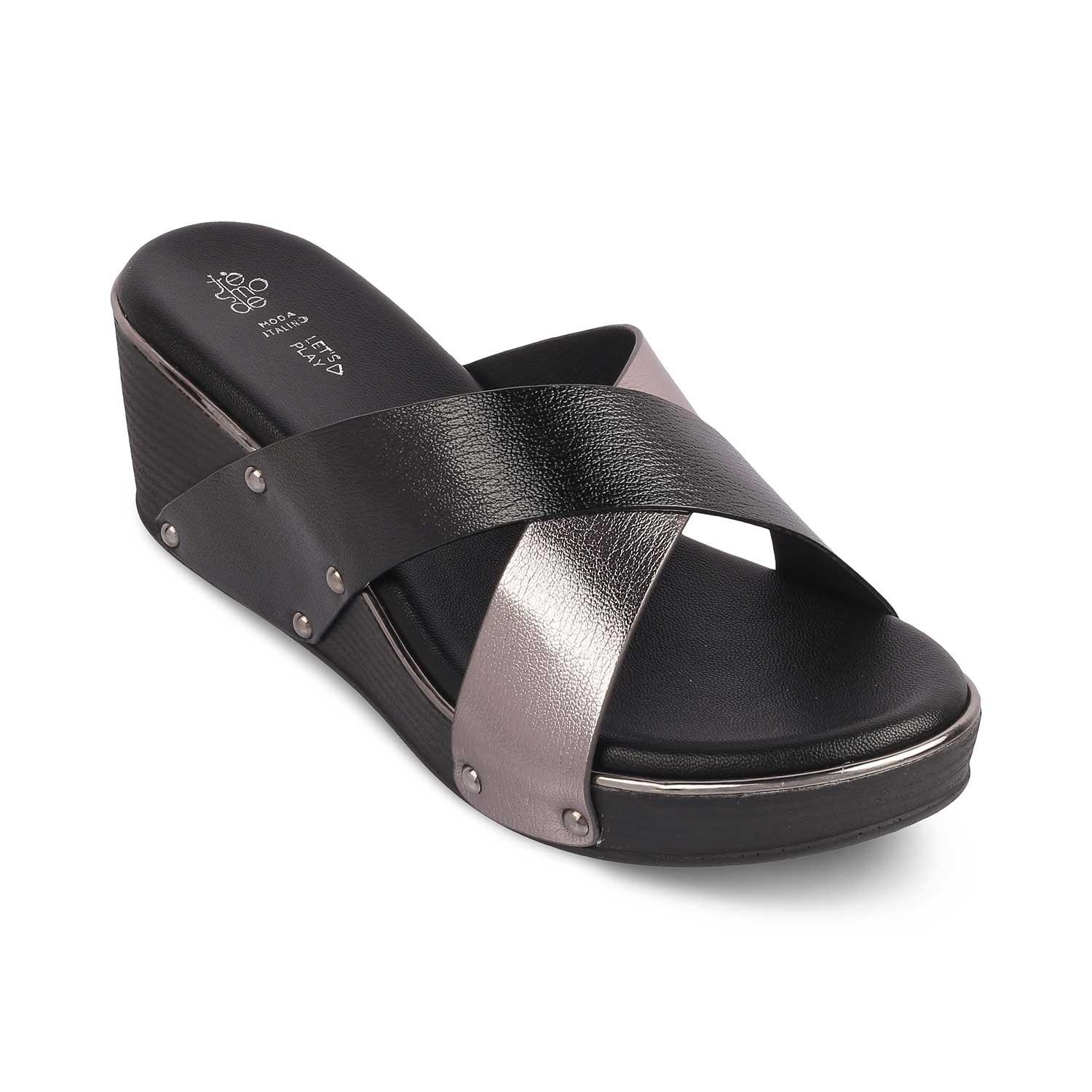 The Tomas Black Women's Dress Wedge Sandals Tresmode - Tresmode