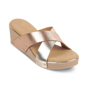 The Tomas Champagne Women's Dress Wedge Sandals Tresmode - Tresmode