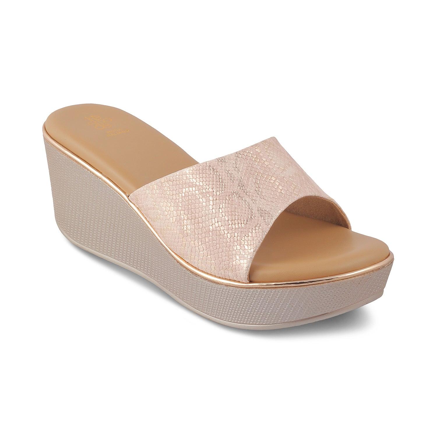 The Samantha Champagne Women's Dress Wedge Sandals Tresmode - Tresmode