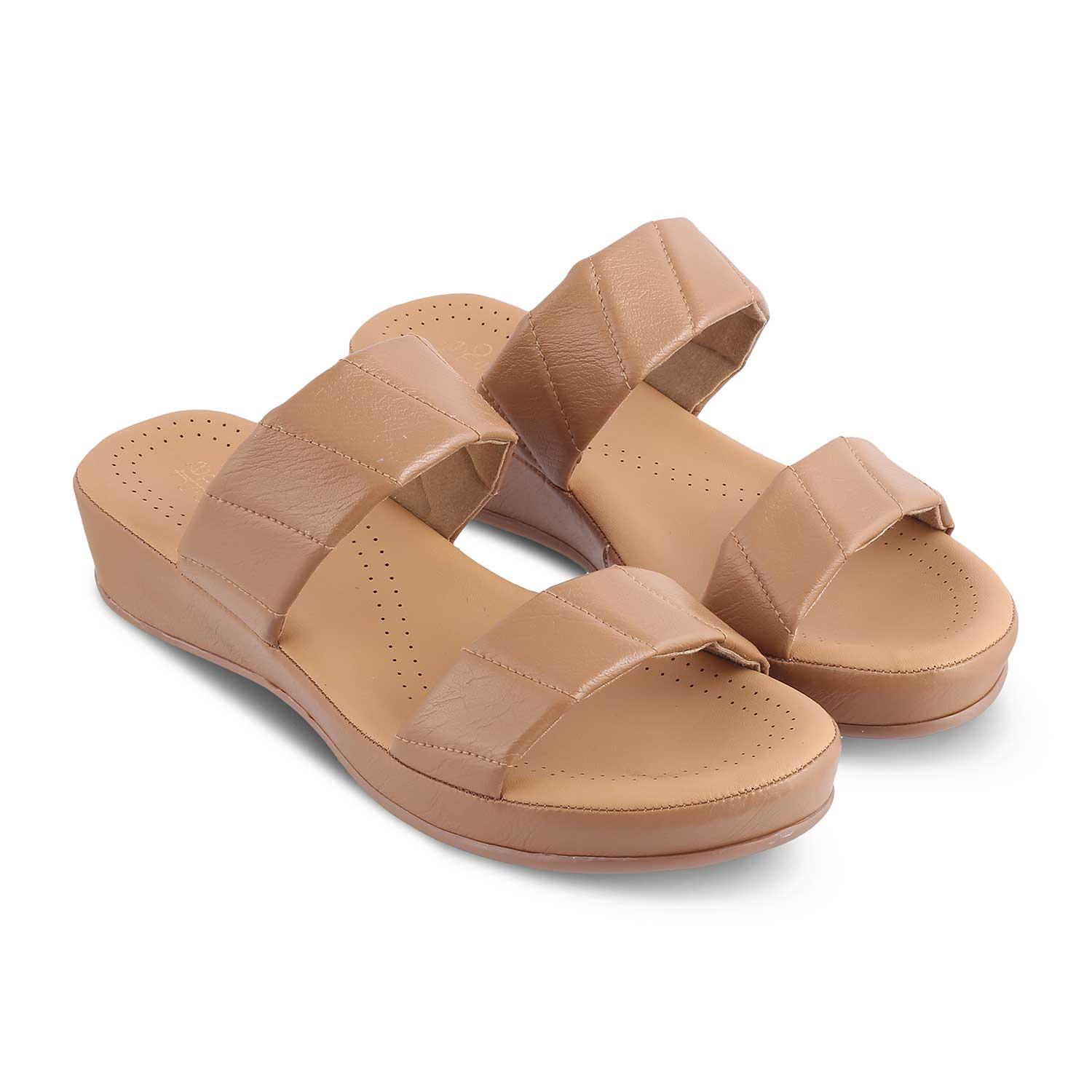 The Vacks Camel Women's Casual Wedge Sandals Tresmode - Tresmode