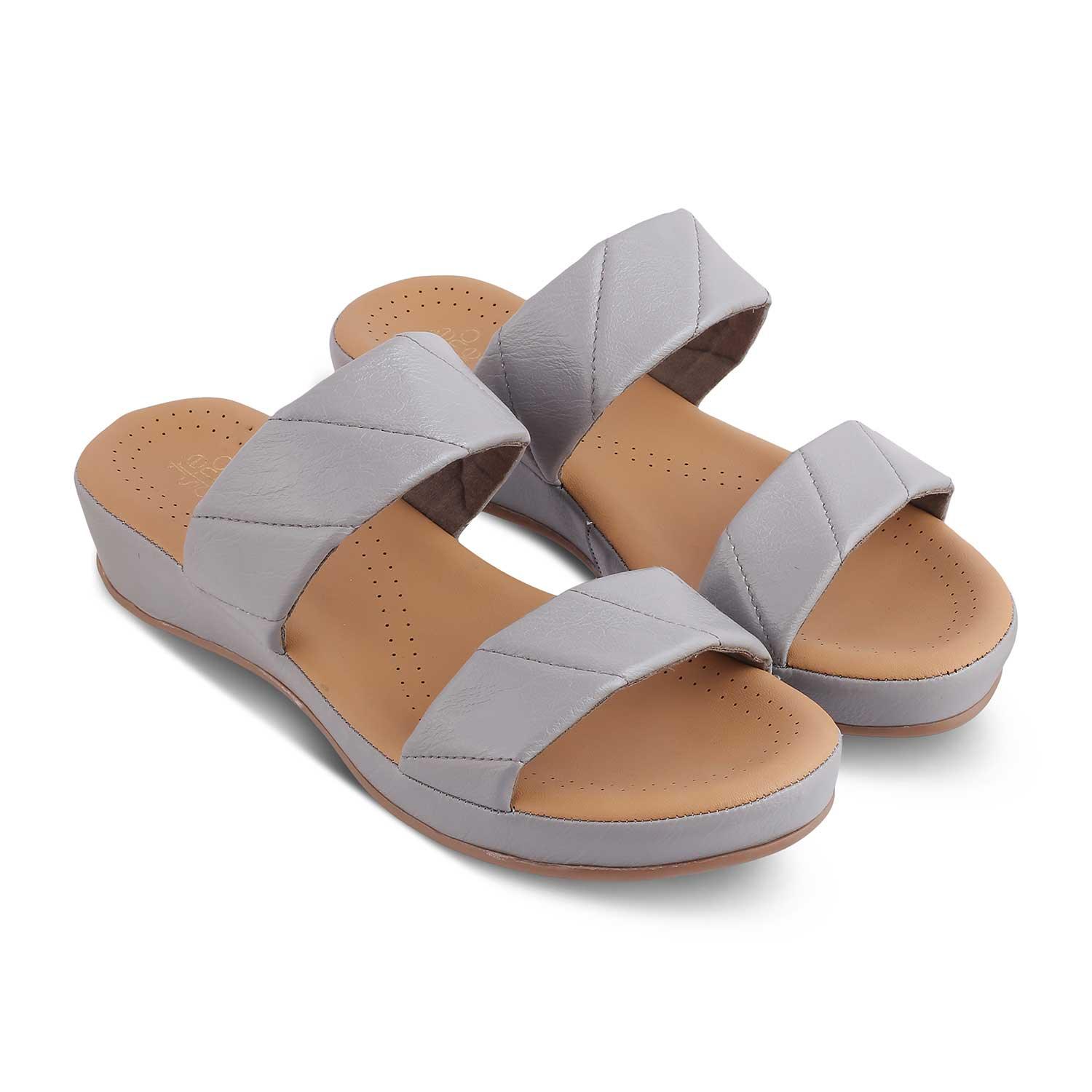 The Vacks Grey Women's Casual Wedge Sandals Tresmode - Tresmode